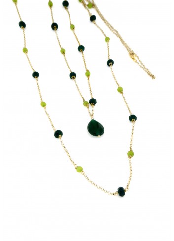 Collana lunga I Colori verde in argento 925 e pietre naturali