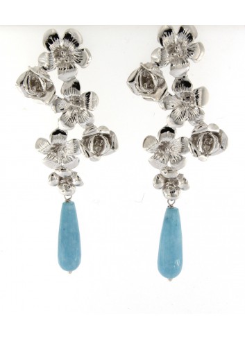 orecchini Linea I Fiori in argento 925 con angelite azzurra